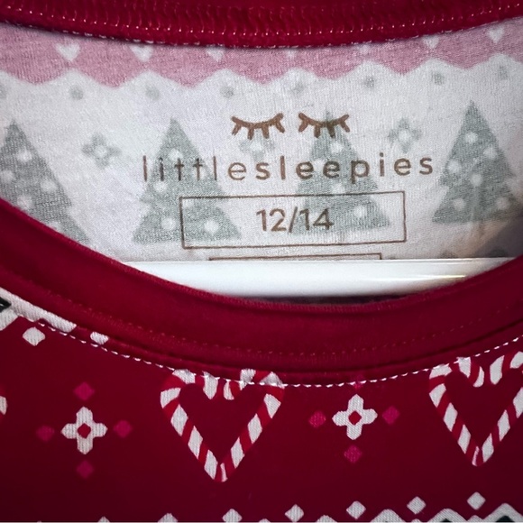 Little Sleepies Fair Isle Festive Holiday Pajamas Size 12/14 - Picture 8 of 10